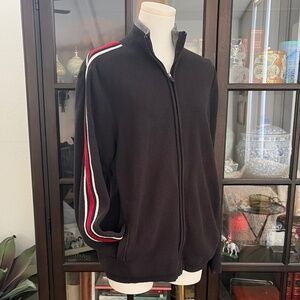 Eddie Bower, Racing Stripe Zipper Cotton Sweater Jacket Men Small